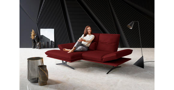 ECKSOFA in Echtleder Rot 130/210 cm - Gelb/Rot, Design, Leder/Metall (130/210cm) - Dieter Knoll