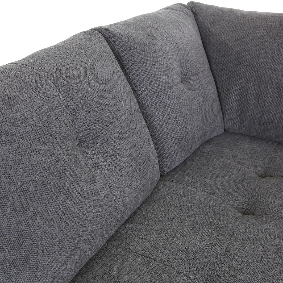 WOHNLANDSCHAFT Dunkelgrau Flachgewebe  - Chromfarben/Dunkelgrau, KONVENTIONELL, Kunststoff/Textil (217/338/180cm) - Hom`in