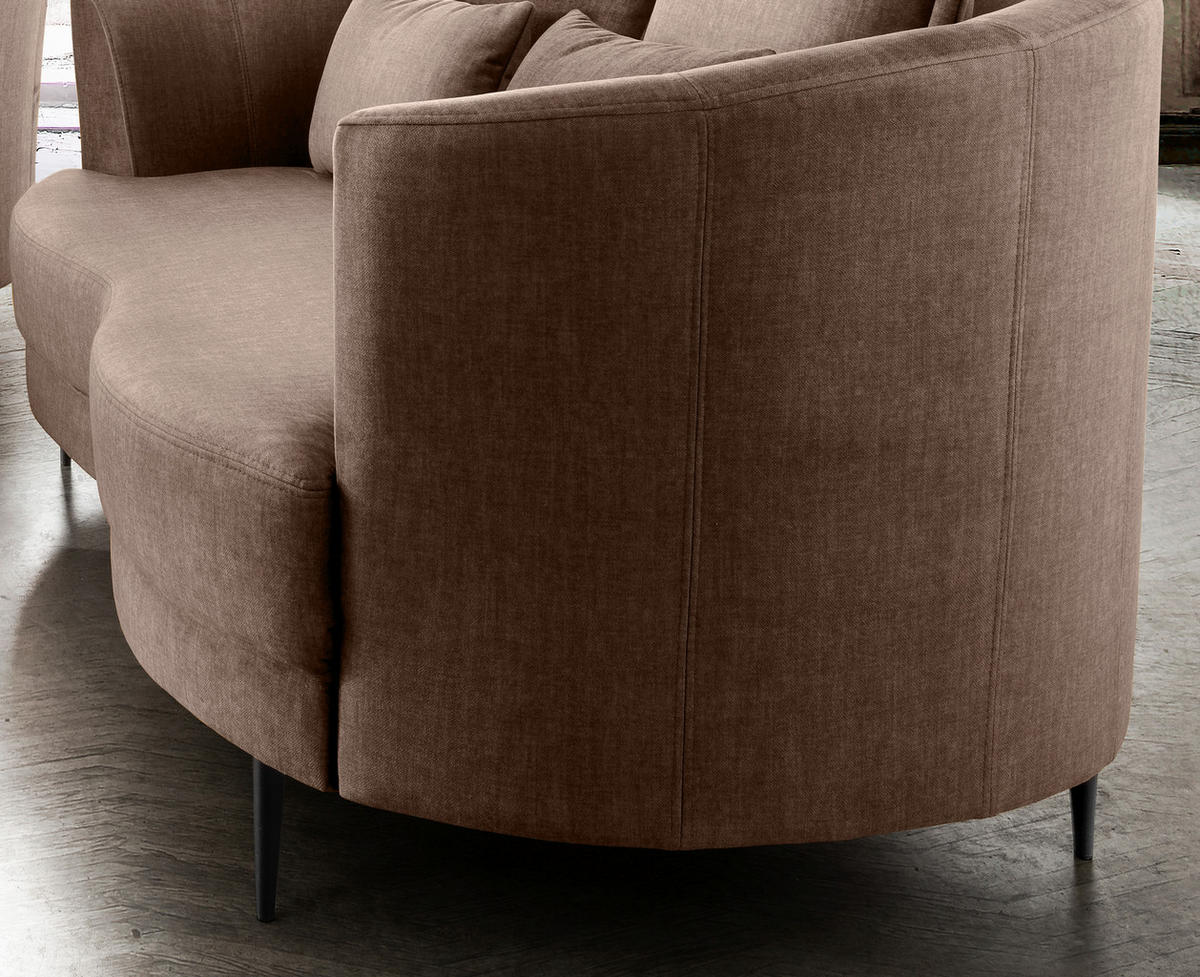 2-SITZER-SOFA in Velours Hellbraun  - Hellbraun/Schwarz, Modern, Textil/Metall (179/85/101cm) - Livetastic