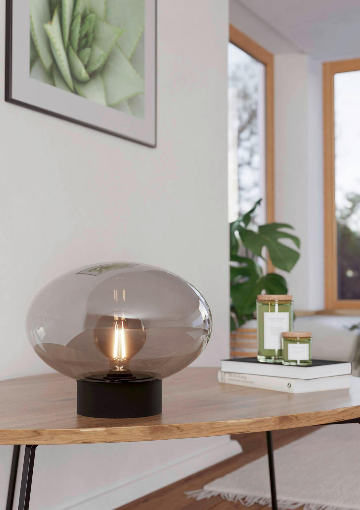 TISCHLEUCHTE 33/27 cm   - Schwarz/Grau, Design, Glas/Metall (33/27cm) - Eglo