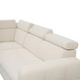 ECKSOFA inkl. Funktionen Weiß Samt  - Weiß, Natur, Holz/Textil (206/261cm) - Venda