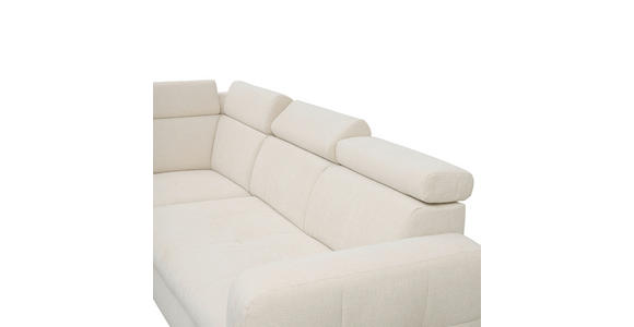 ECKSOFA inkl. Funktionen Weiß Samt - Weiß, Natur, Holz/Textil (206/261cm) - Venda