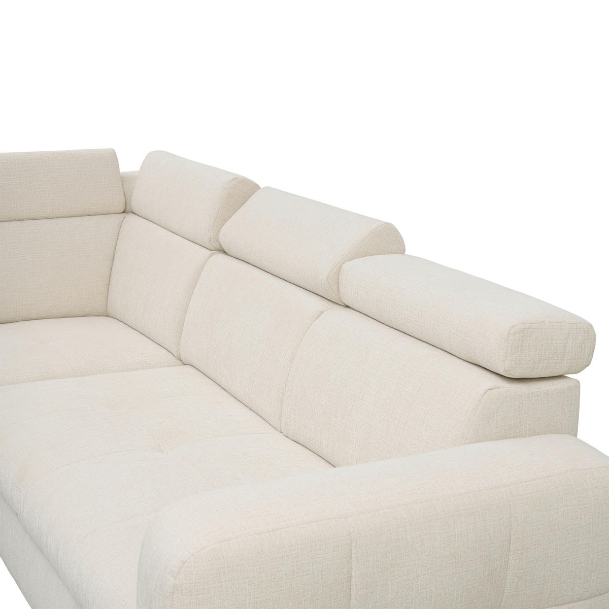 ECKSOFA in Samt Weiß  - Weiß, Natur, Holz/Textil (206/261cm) - Venda
