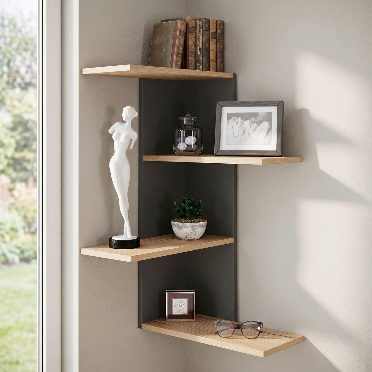 SAROKPOLC 45/77/45 cm fekete, méztölgy színű  - fekete/méztölgy színű, Lifestyle, faalapú anyag (45/77/45cm) - MID.YOU