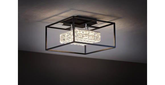 LED-DECKENLEUCHTE - Schwarz, Design, Glas/Metall (40/40/24cm) - Ambiente