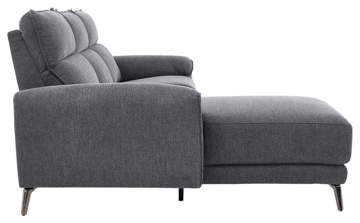 ECKSOFA Dunkelgrau Webstoff  - Chromfarben/Dunkelgrau, Design, Textil/Metall (168/272cm) - Carryhome