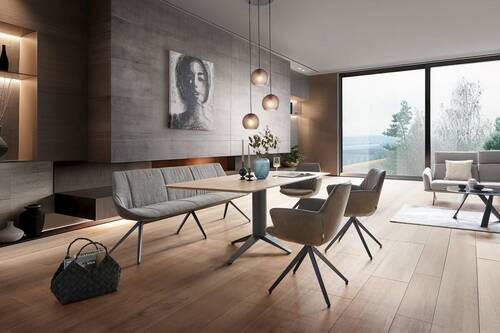 ESSTISCH in Holz, Metall 200/100/75 cm  - Eiche Bianco/Anthrazit, Design, Holz/Metall (200/100/75cm) - Bert Plantagie