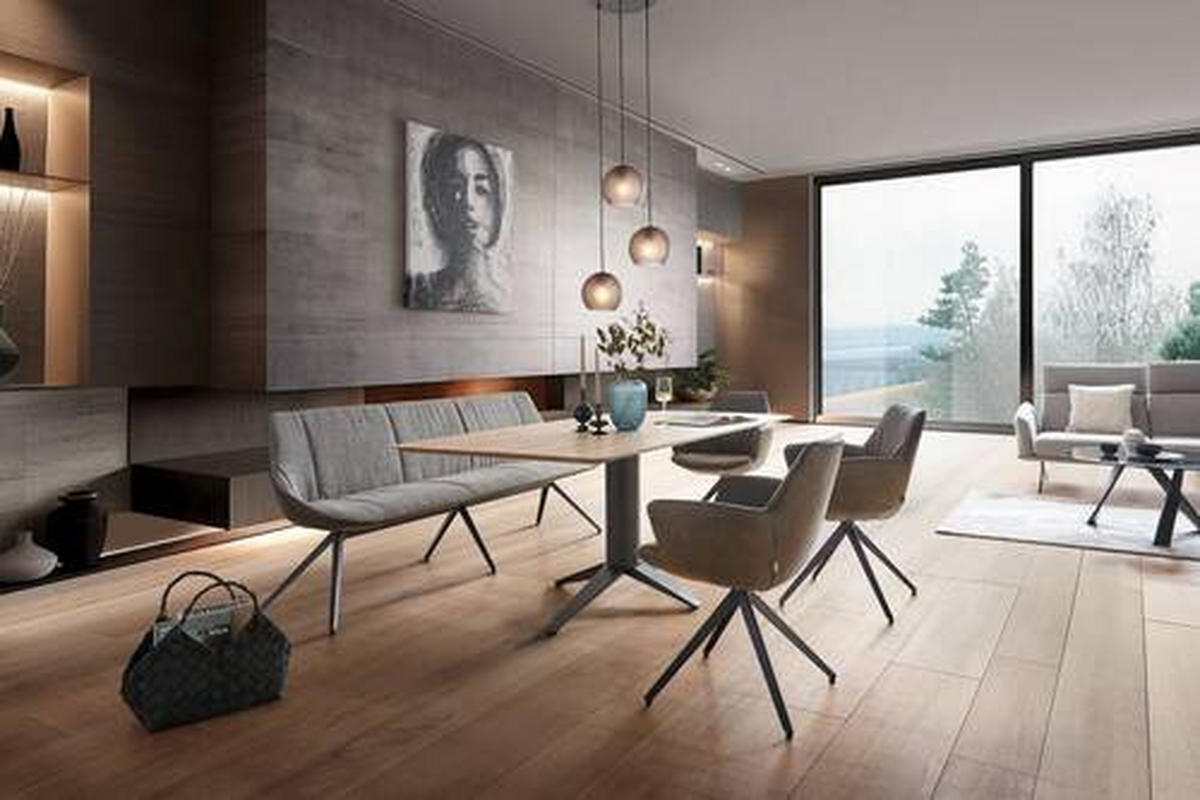 ESSTISCH in Holz, Metall 200/100/75 cm  - Eiche Bianco/Anthrazit, Design, Holz/Metall (200/100/75cm) - Bert Plantagie