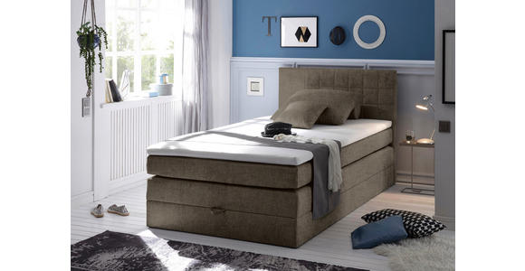 BOXSPRINGBETT 120/200 cm  in Graubraun  - Graubraun/Schwarz, KONVENTIONELL, Kunststoff/Textil (120/200cm) - Carryhome