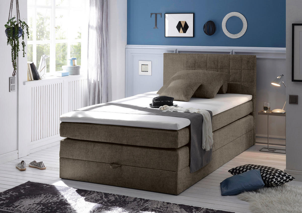 BOXSPRINGBETT 120/200 cm  in Graubraun  - Graubraun/Schwarz, Konventionell, Kunststoff/Textil (120/200cm) - Carryhome