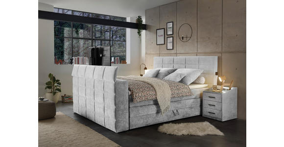 BOXSPRINGBETT 180/200 cm in Silberfarben - Silberfarben, KONVENTIONELL, Textil (180/200cm) - Carryhome