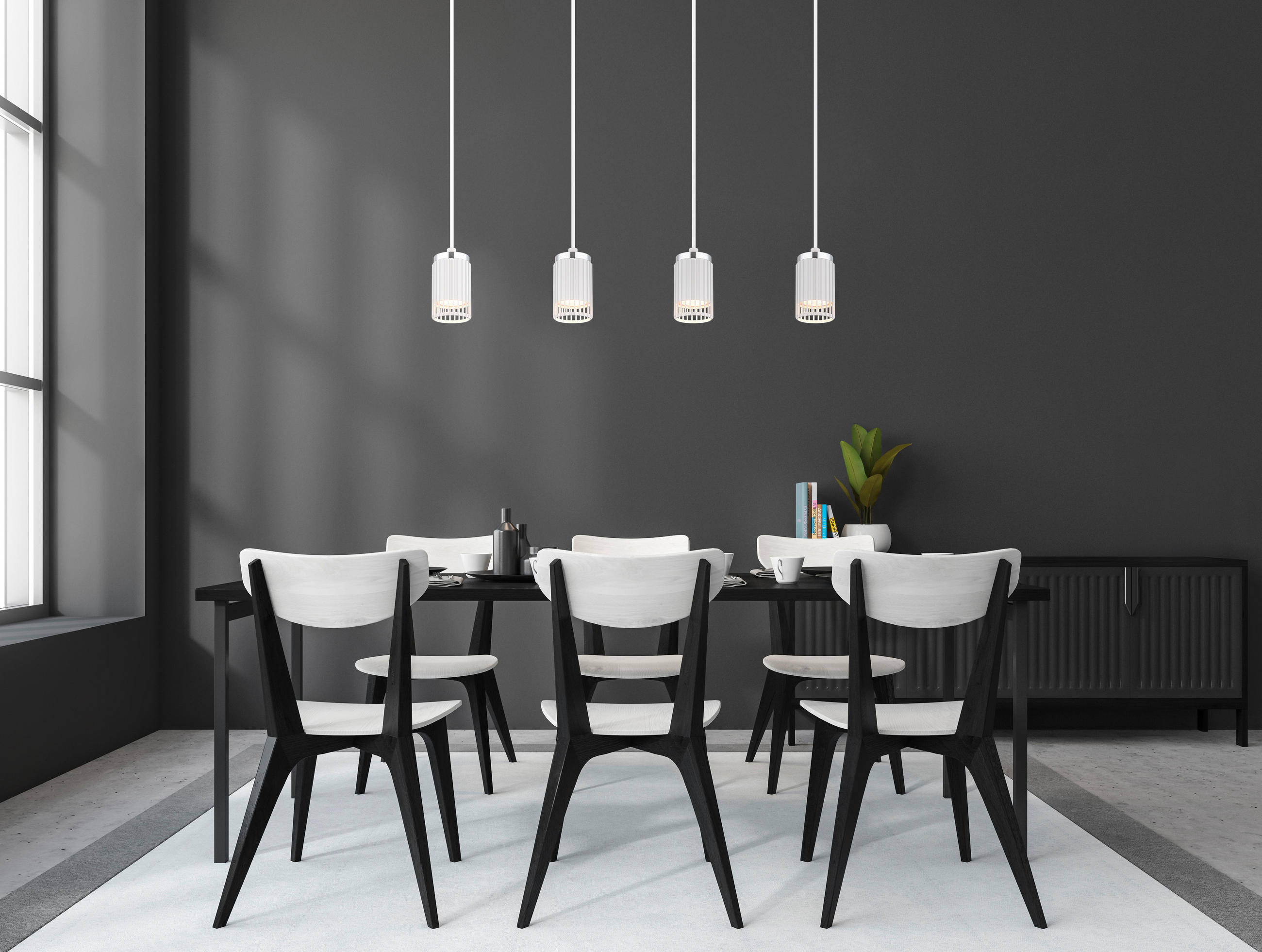 HÄNGELEUCHTE 60/6/115,5 cm  - Chromfarben/Weiß, Design, Kunststoff/Metall (60/6/115,5cm) - Globo