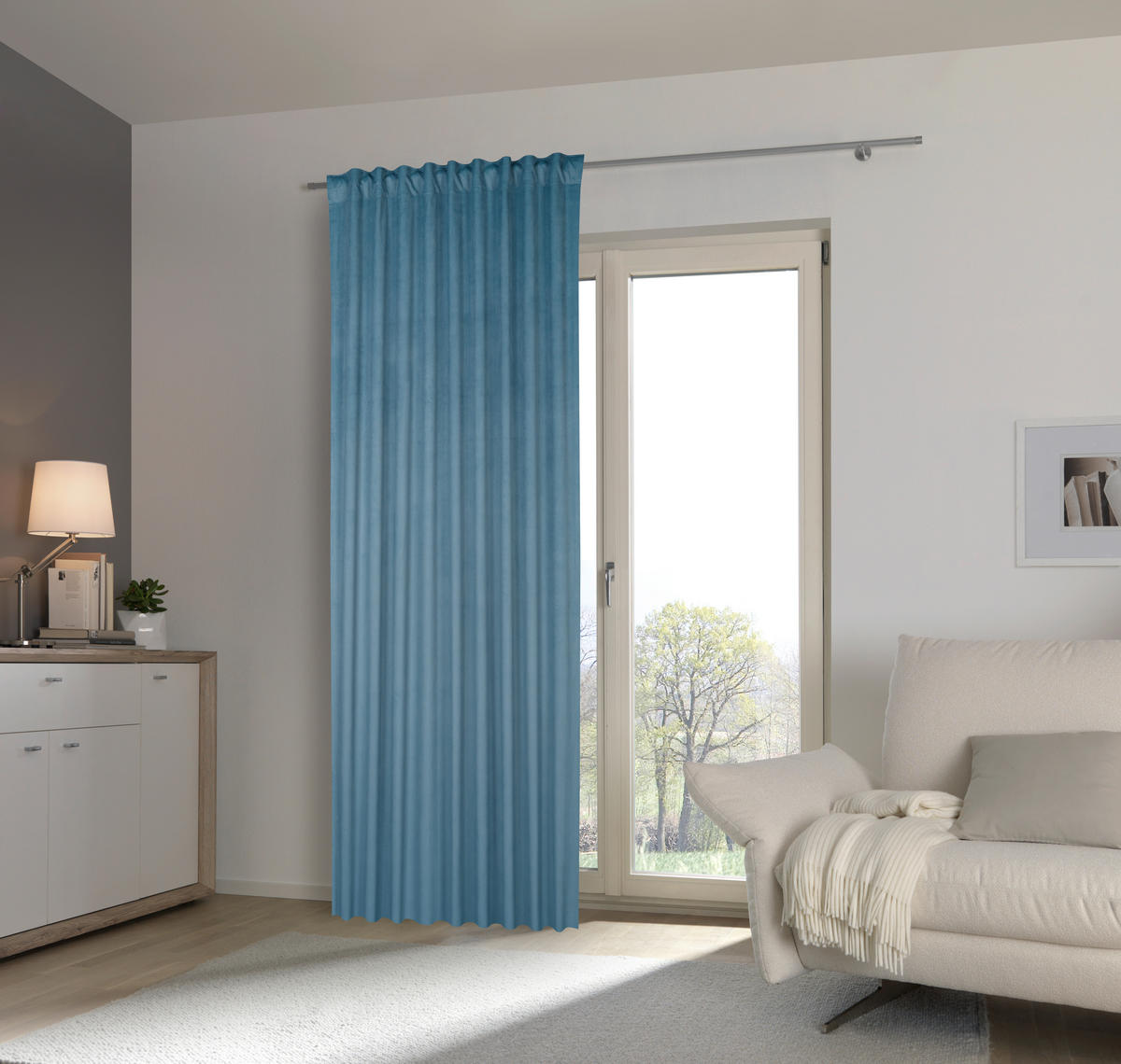 FERTIGVORHANG halbtransparent  - Blau, Konventionell, Textil (140/245cm) - Esposa