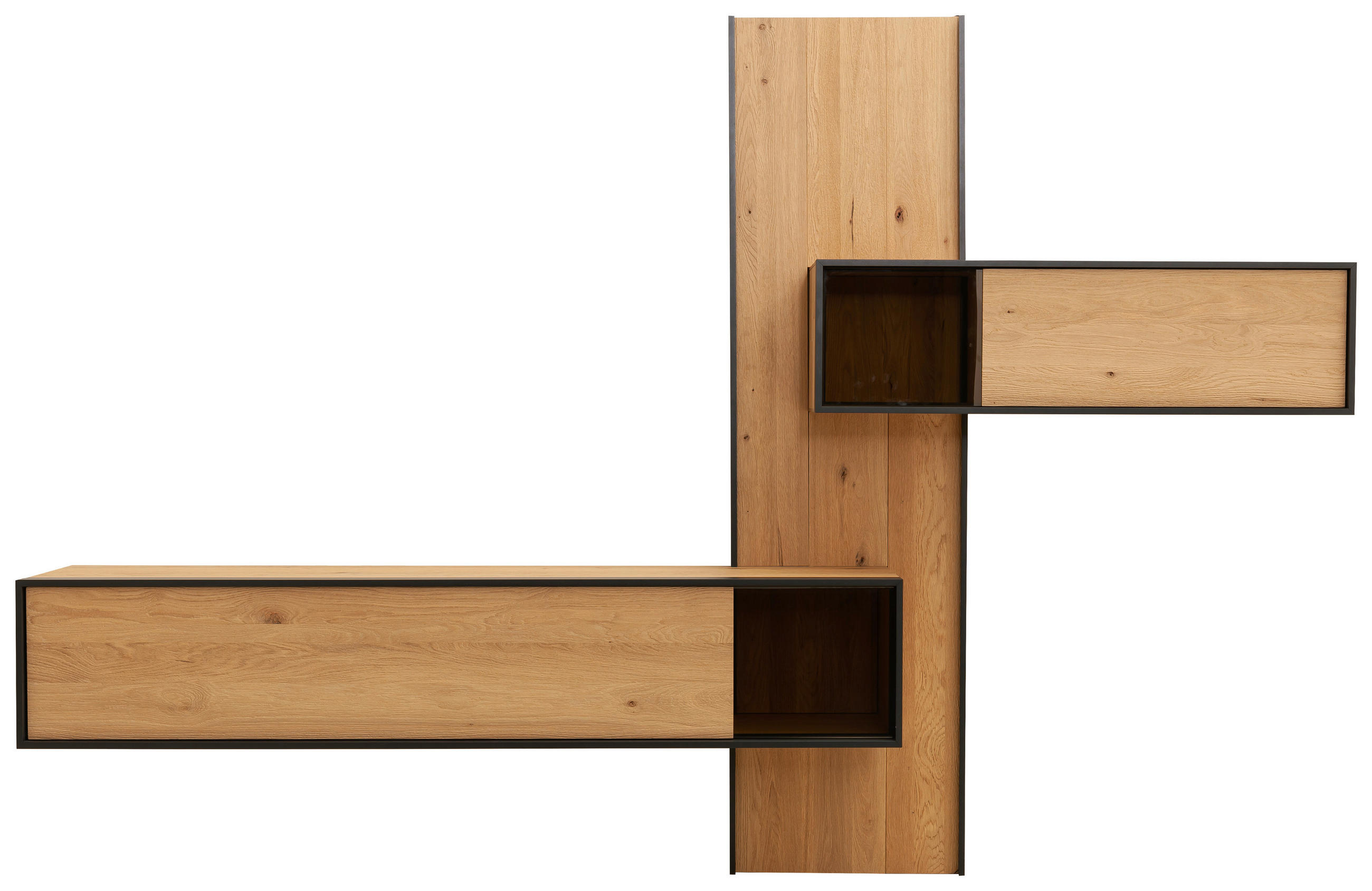 WOHNWAND  in Eichefarben  307/213/42 cm  - Eichefarben, Design, Glas/Holz (307/213/42cm) - Schöner Wohnen