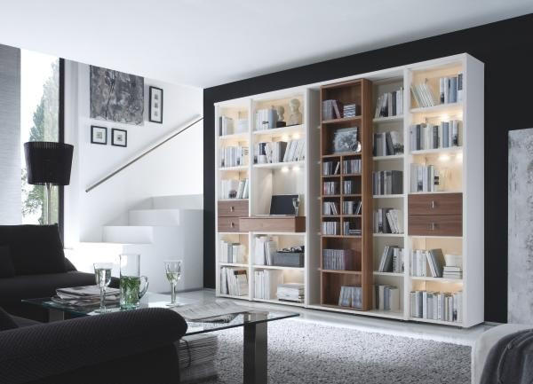 WOHNWAND  in Weiß, Nussbaumfarben  280/248/40 cm  - Nussbaumfarben/Schwarz, KONVENTIONELL, Holzwerkstoff/Kunststoff (280/248/40cm)