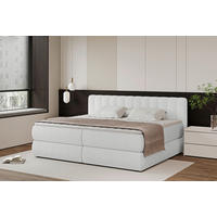 BOXSPRINGBETT 200/200 cm,  in Beige, gepolstertes Kopfteil, Bettkasten, Topper, Matratzen, H3 + H3 = fest  - Beige/Schwarz, Design, Kunststoff/Textil (200/200cm) - Chameo