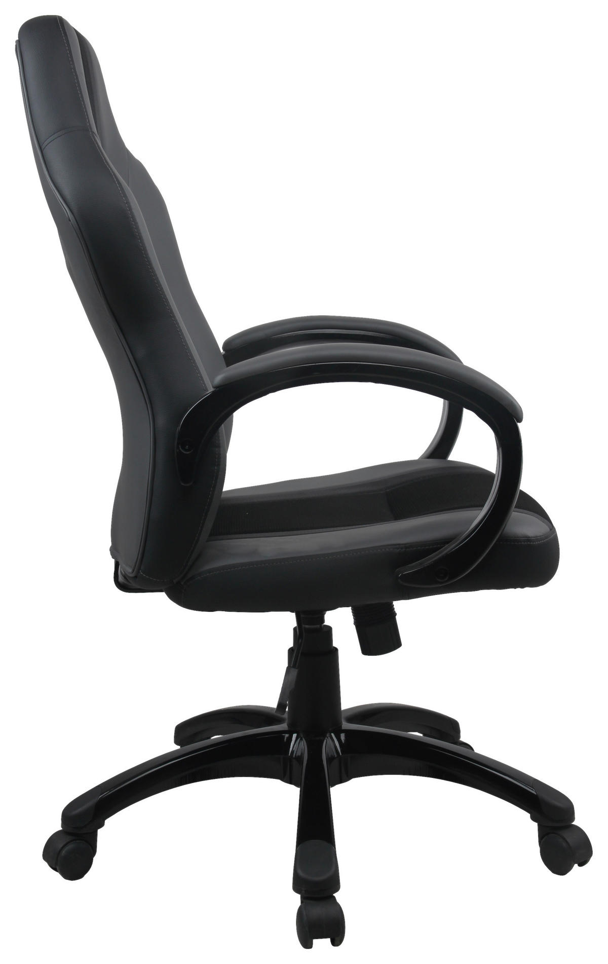 GAMING STOL kovina, umetna masa, tekstil črna, svetlo siva  - črna/siva, Moderno, kovina/umetna masa (61/111/70cm) - MID.YOU