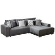 ECKSOFA in Samt Grau  - Silberfarben/Grau, Design, Holz/Textil (195/293cm) - Cantus