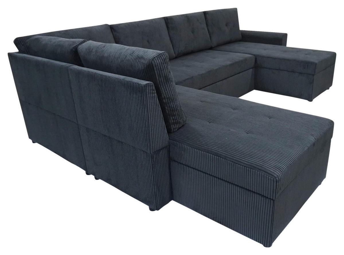 WOHNLANDSCHAFT TERMOLI in Cord Anthrazit  - Anthrazit/Schwarz, Design, Kunststoff/Textil (212/297/155cm) - MID.YOU