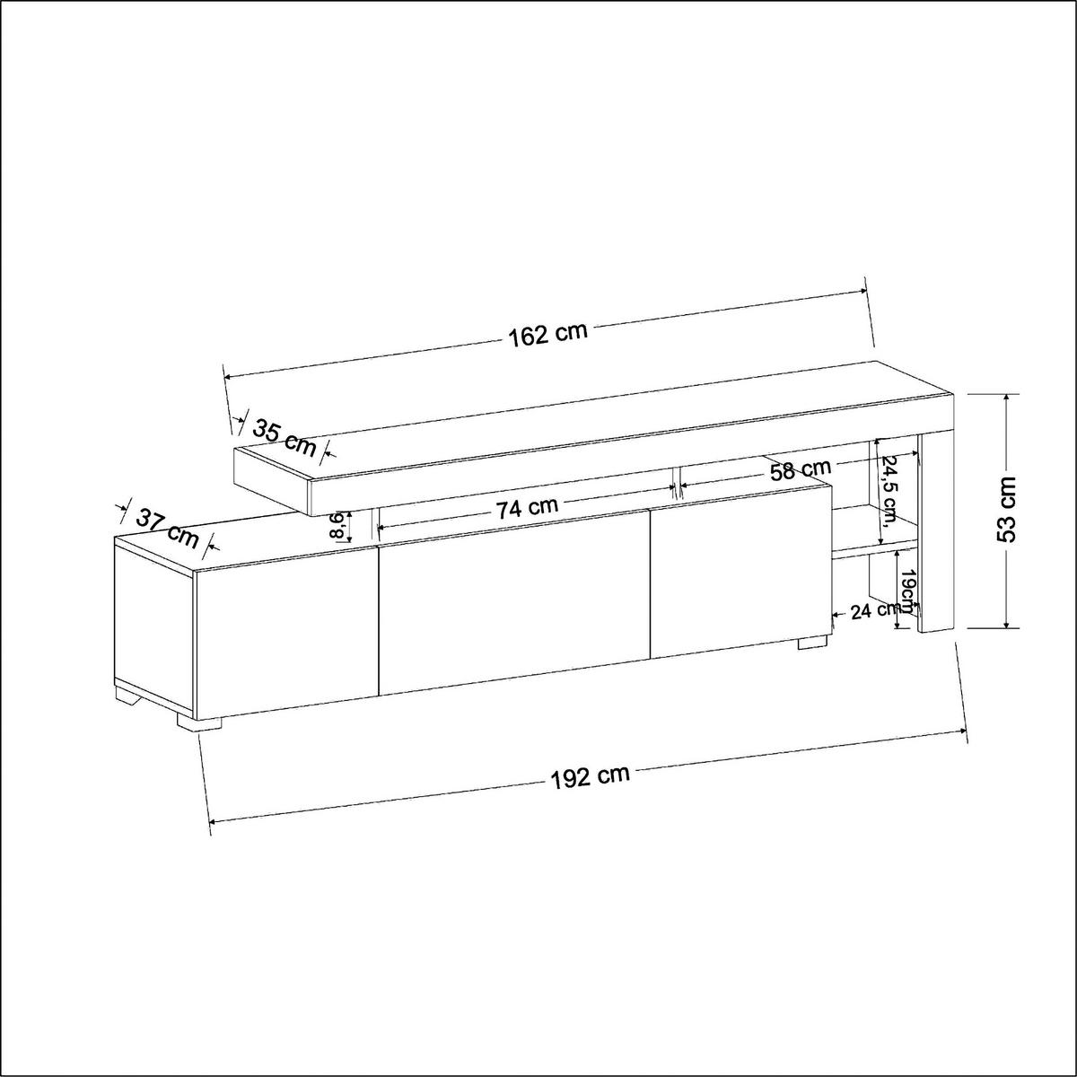 TV-ELEMENT - Weiss, Modern, Holzwerkstoff (192/53/37cm) - MID.YOU