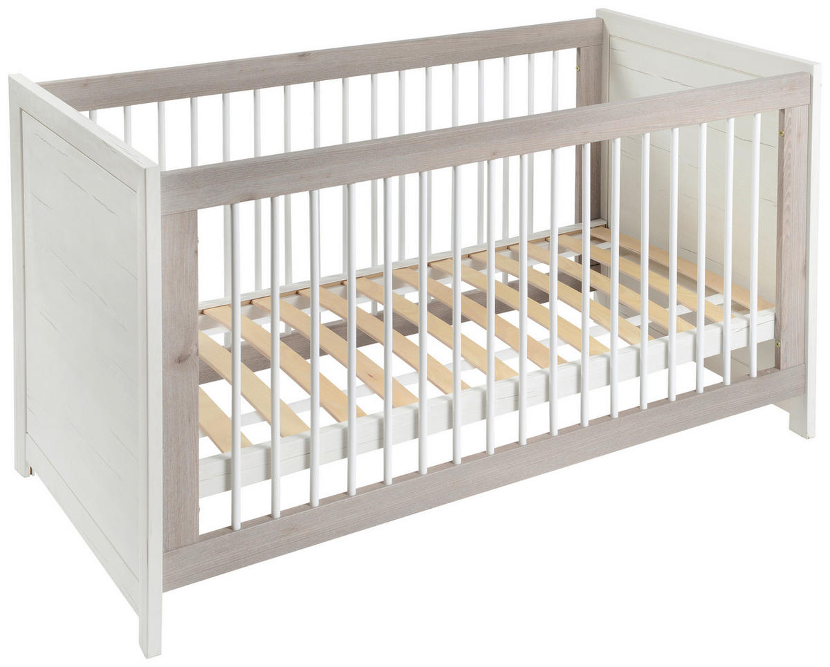 GITTERBETT CAMRON  145/76,50/80 cm   - Weiss/Grau, Natur, Holz/Holzwerkstoff (145/76,50/80cm) - My Baby Lou