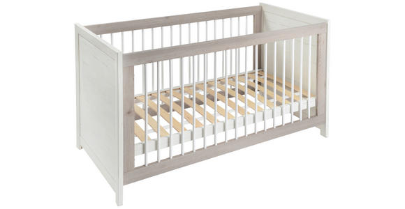 GITTERBETT CAMRON 145/76,50/80 cm - Weiß/Grau, Natur, Holz/Holzwerkstoff (145/76,50/80cm) - My Baby Lou