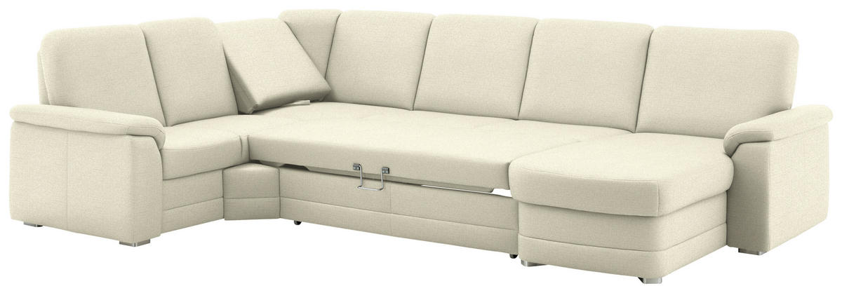 WOHNLANDSCHAFT  in Chenille Beige  - Beige/Alufarben, KONVENTIONELL, Holz/Textil (235/329/160cm) - Beldomo Comfort