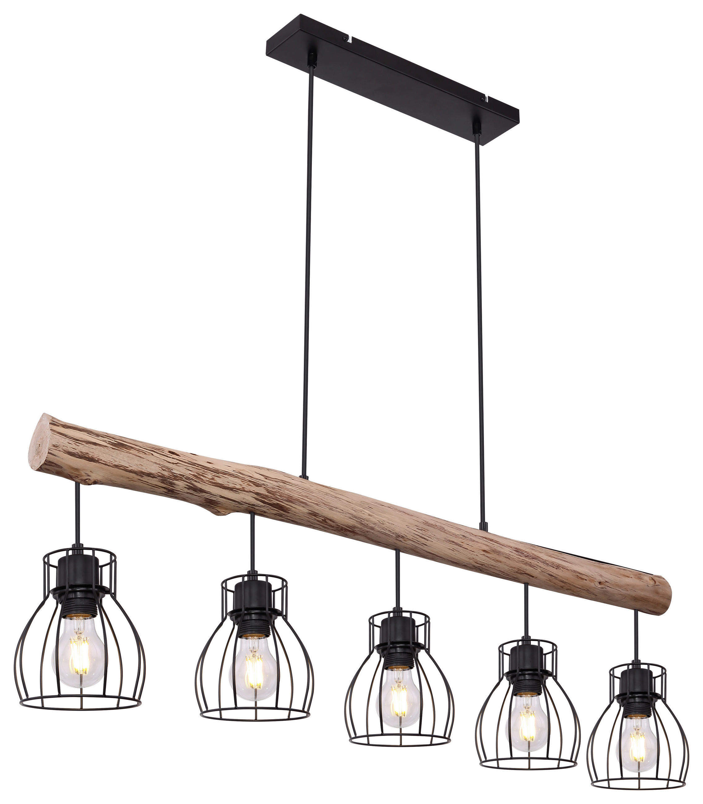 ZÁVĚSNÉ SVÍTIDLO, 104/13,6/140 cm  - černá/přírodní barvy, Basics, kov/dřevo (104/13,6/140cm) - Globo