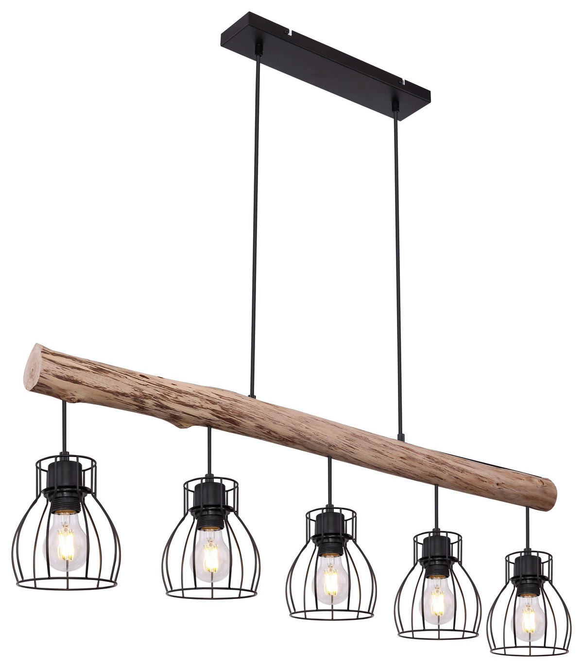 HÄNGELEUCHTE 104/13,6/140 cm    - Schwarz/Naturfarben, Basics, Holz/Metall (104/13,6/140cm) - Globo