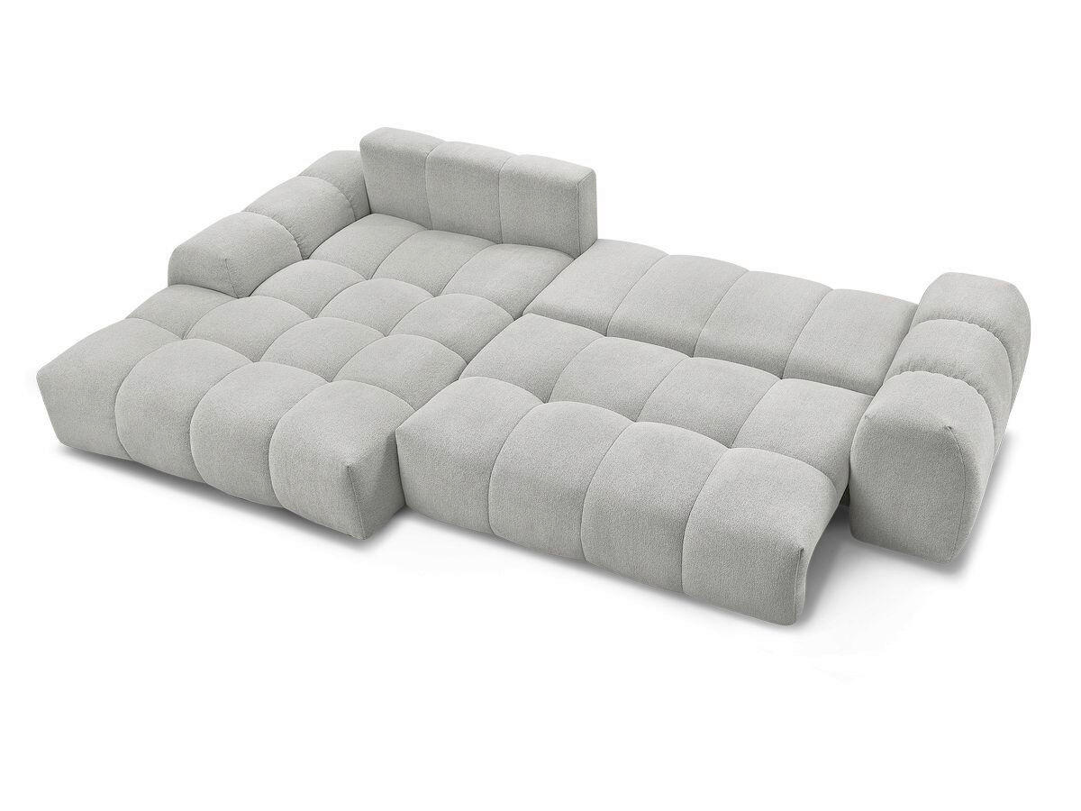 ECKSCHLAFSOFA EVEREST  mit Rücken echt, Armteil links, Armteil rechts Flachgewebe Hellgrau  - Hellgrau/Schwarz, MODERN, Kunststoff/Textil (180/318cm) - Livetastic