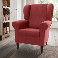 OHRENSESSEL Chenille Rot  - Wengefarben/Rot, Konventionell, Holz/Textil (80/102/86cm) - Livetastic