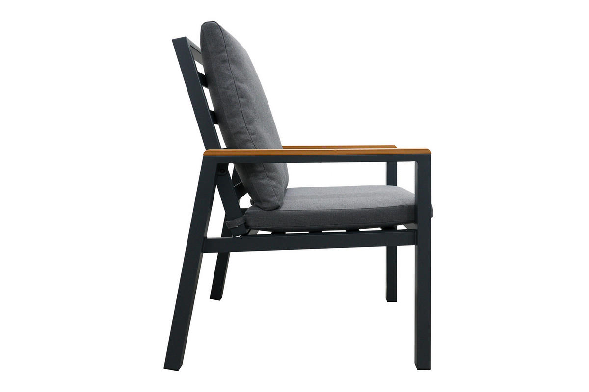GARTENTISCHGRUPPE  - Hellbraun/Anthrazit, MODERN, Kunststoff/Textil - Gardenson
