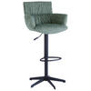 BARHOCKER Leinenoptik Olivgrün Eisen Sitzfläche 360° drehbar, automatische Rückholfunktion  - Schwarz/Olivgrün, Design, Textil/Metall (58/88-112/58cm) - Dieter Knoll