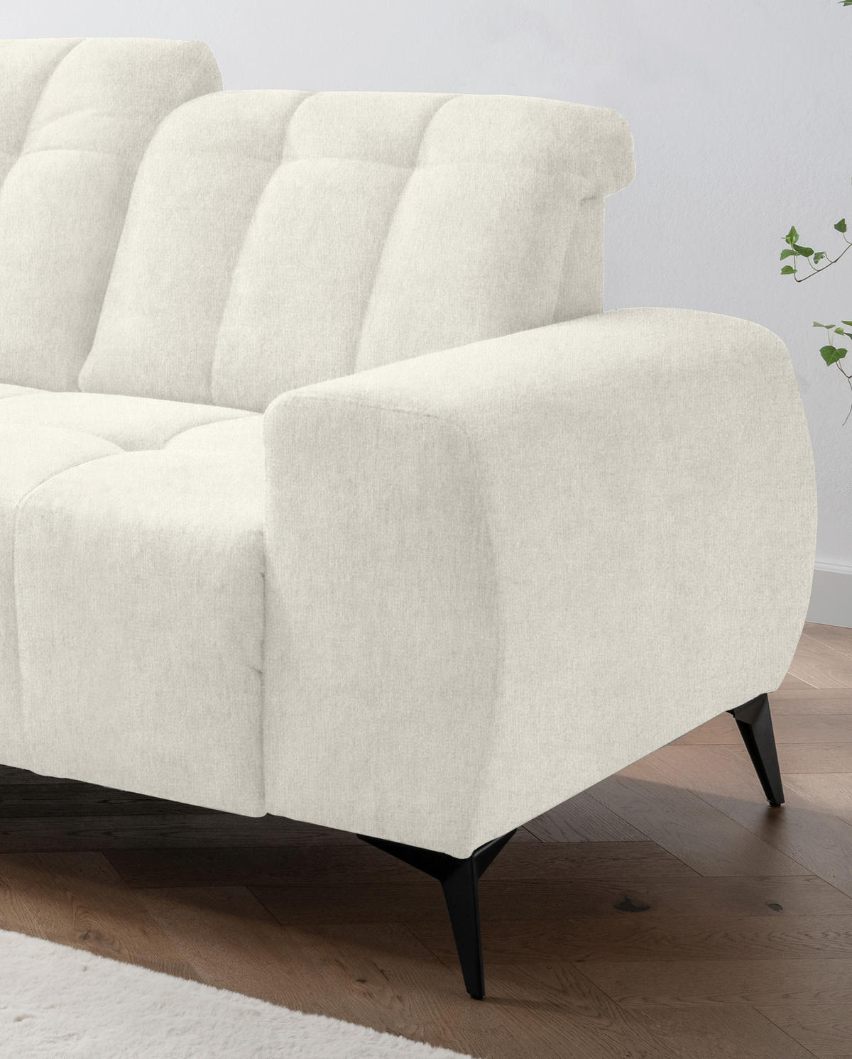 ECKSOFA Creme Mikrofaser  - Creme/Schwarz, MODERN, Textil/Metall (200/261cm) - Livetastic