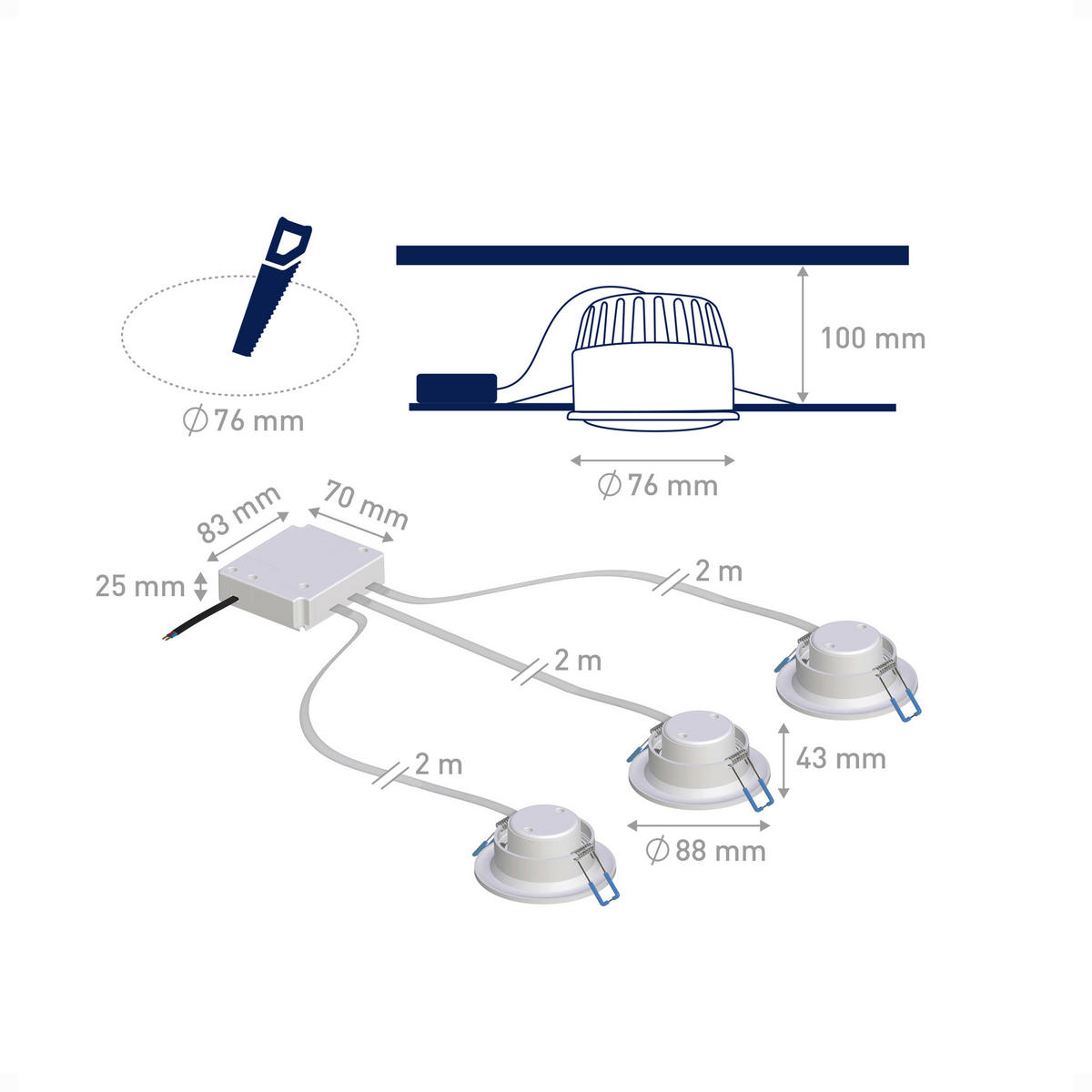 LED-SPOT-SET TINT 9/4,5/9 cm   - Weiß, Basics, Kunststoff (9/4,5/9cm) - Tint