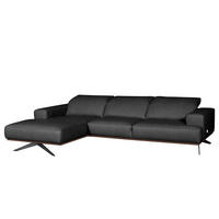 ECKSOFA  in Echtleder Schwarz  187/295 cm  - Schwarz, Design, Leder/Metall (187/295cm) - Livetastic