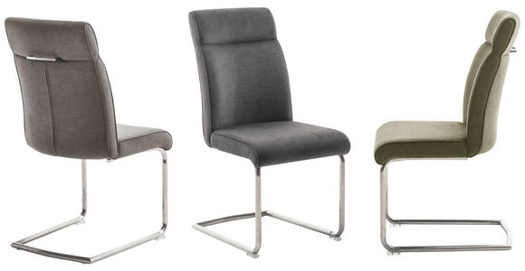 SCHWINGSTUHL in Edelstahl Flachgewebe - Edelstahlfarben/Cappuccino, Design, Textil/Metall (49/99/63cm) - Novel