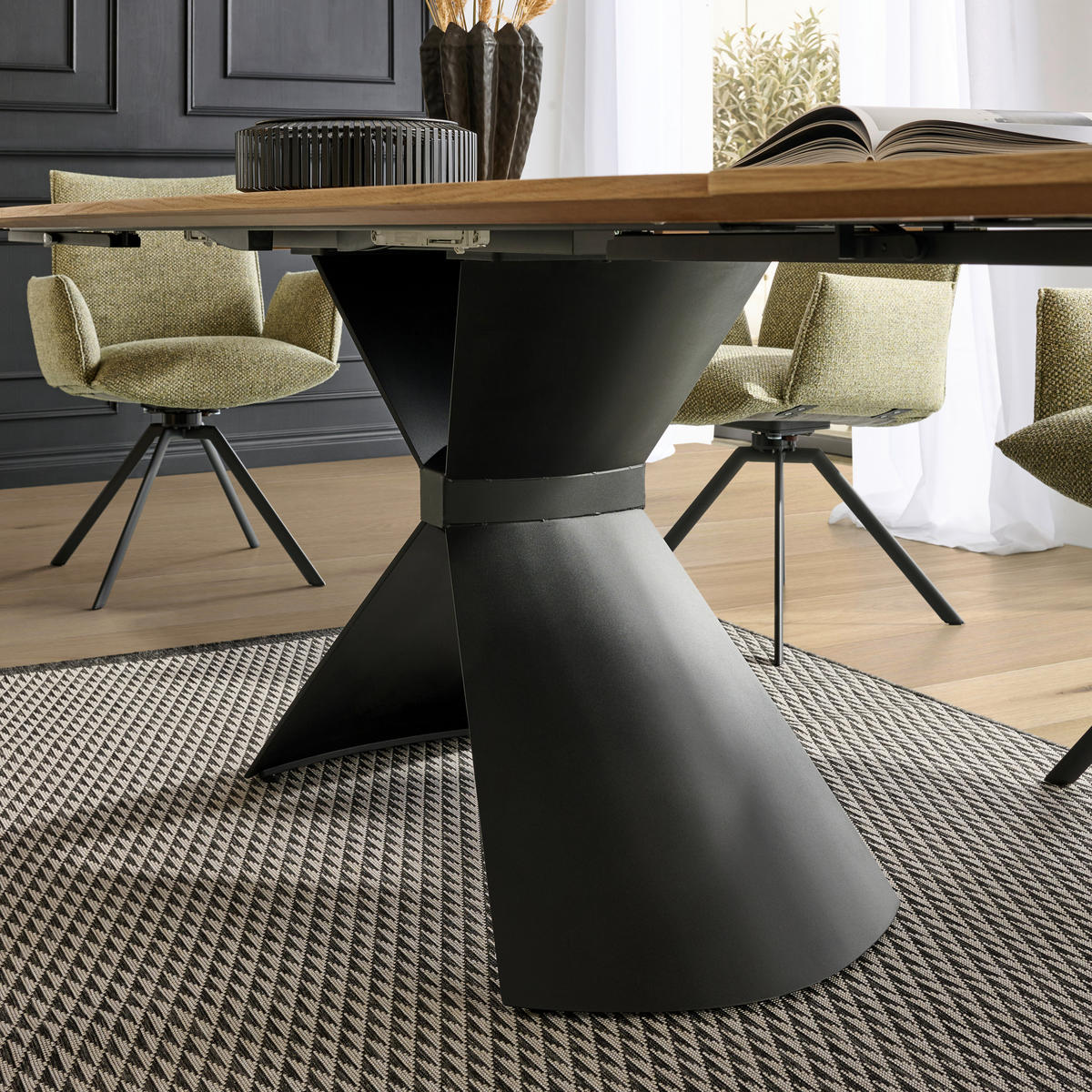 ESSTISCH 190/110/76 cm Echtholz  Holz, Metall in verschiedenen Größen erhältlich, in verschiedenen Holzarten erhältlich oval Anthrazit, Wildeiche  - Wildeiche/Anthrazit, Design, Holz/Metall (190/110/76cm) - Venjakob