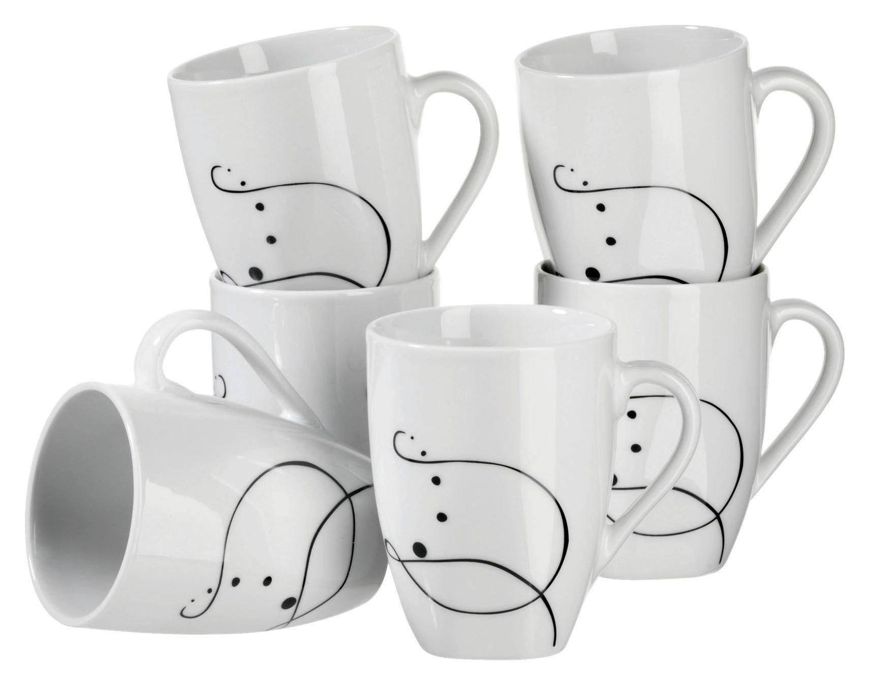 KAFFEEBECHERSET CHANSON 6-teilig  - Schwarz/Weiß, Basics, Keramik (30,5/22,4/14cm) - Mäser