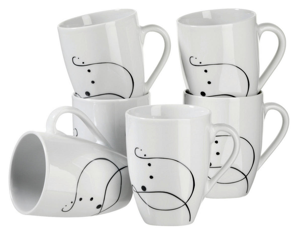 KAFFEEBECHERSET CHANSON 6-teilig  - Schwarz/Weiß, Basics, Keramik (30,5/22,4/14cm) - Mäser