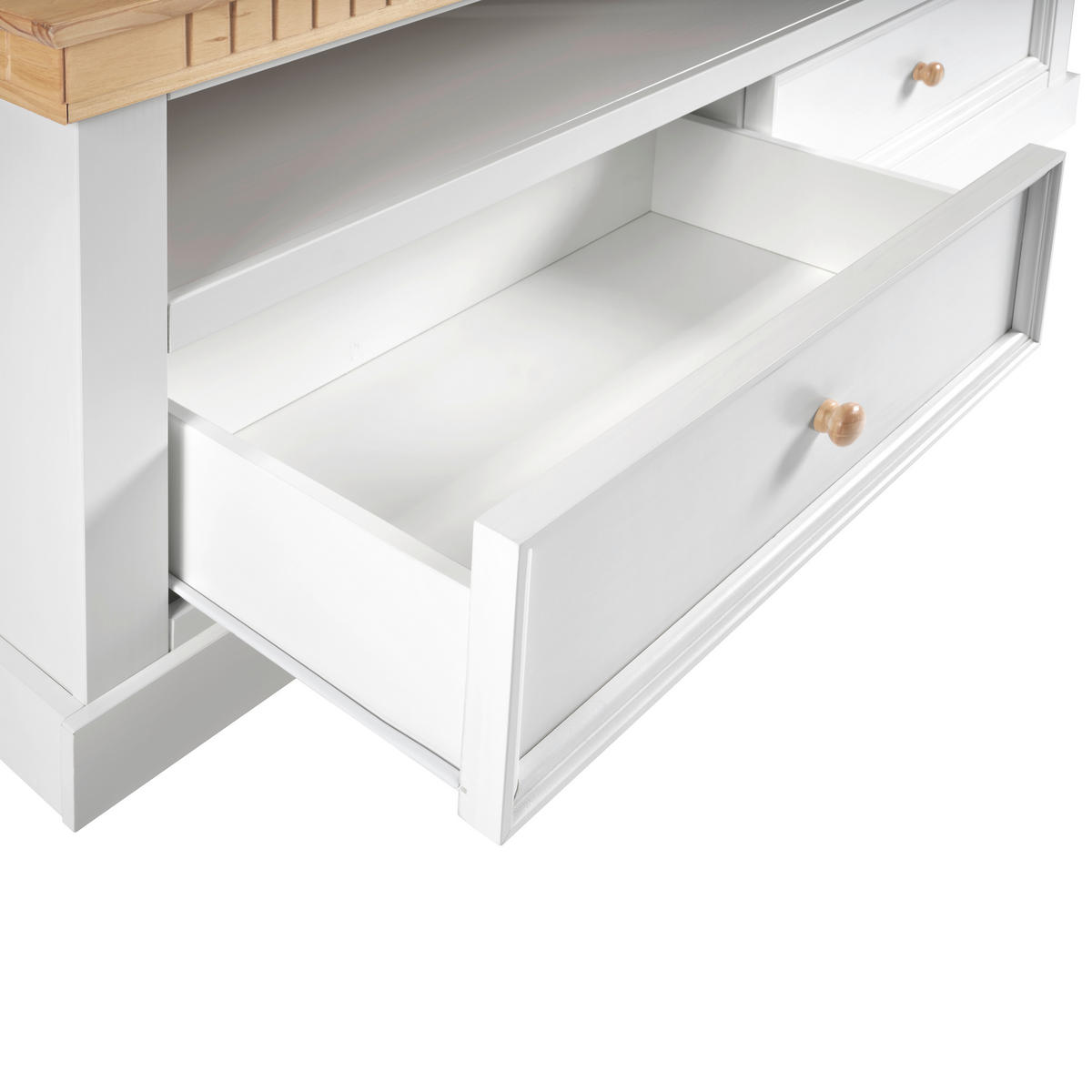 LOWBOARD 169/63/42 cm  - Naturfarben/Weiß, ROMANTIK / LANDHAUS, Holz (169/63/42cm) - MID.YOU