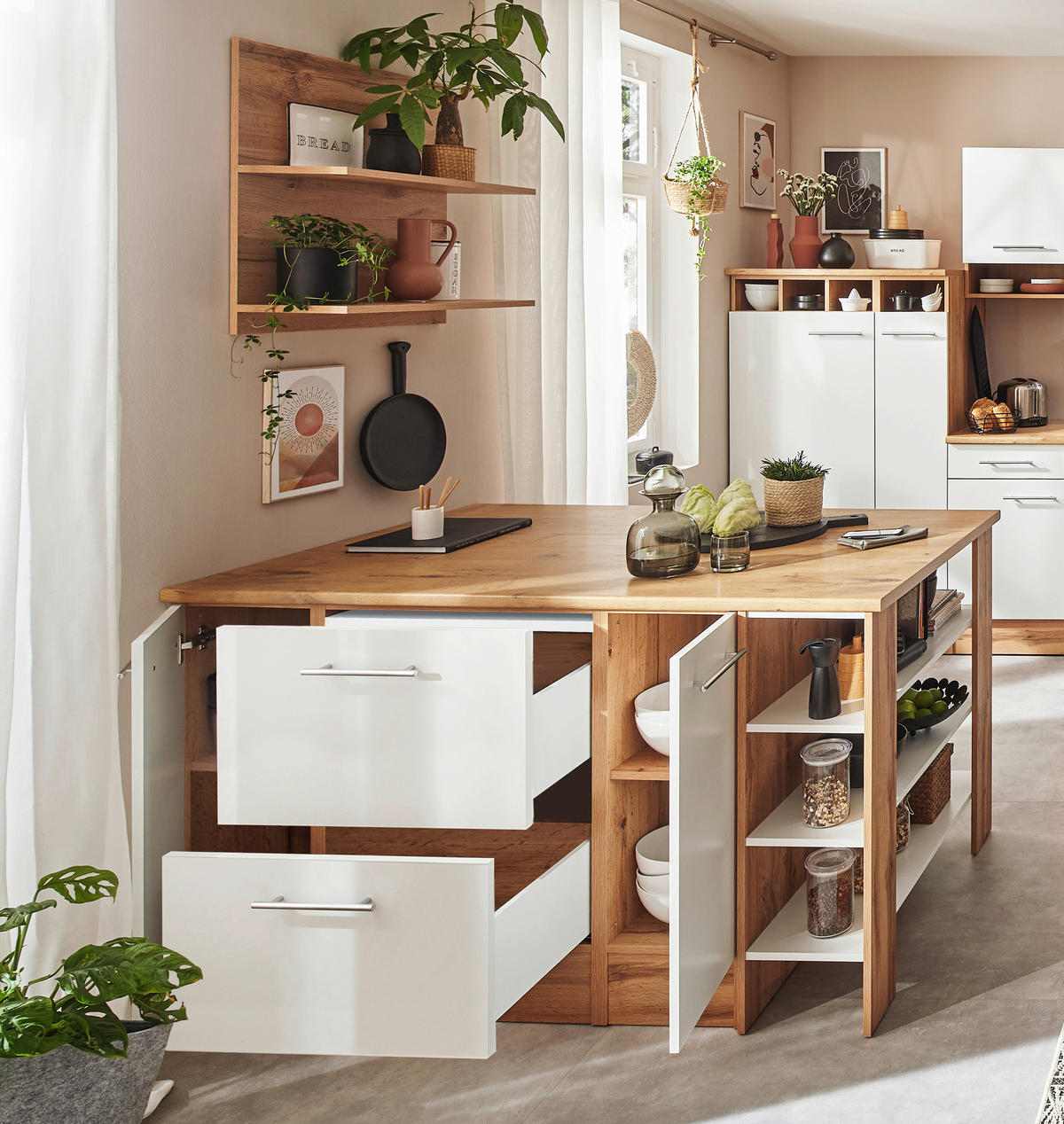 KÖKSÖ 150/90/90 cm  i vit  - vit/skogsek, Design, metall/trämaterial (150/90/90cm) - Respekta