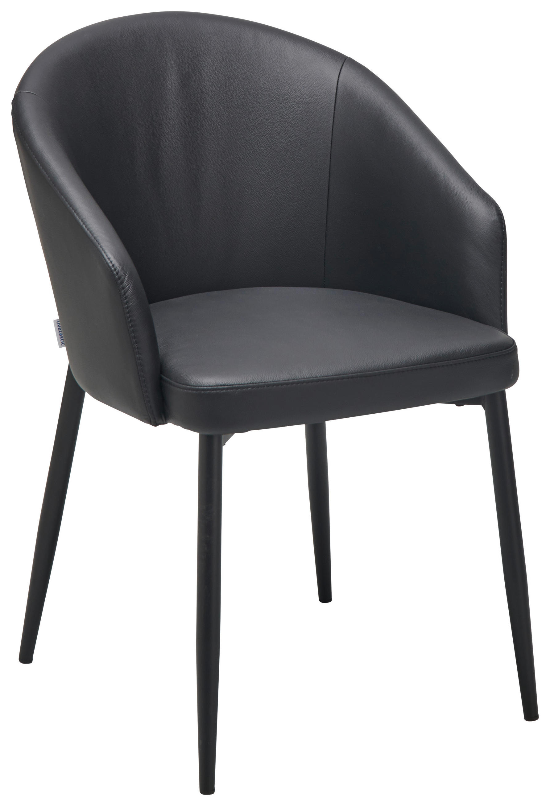 ARMLEHNSTUHL  in Stahl Echtleder pigmentiert  - Schwarz, Design, Leder/Metall (55/81.5/61cm) - Livetastic