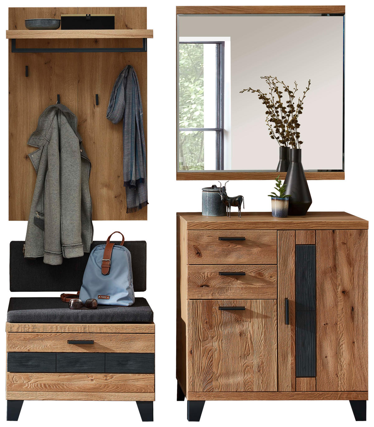GARDEROBE  in 170/199/38 cm  - Wildeiche/Grau, Natur, Holz/Holzwerkstoff (170/199/38cm) - Linea Natura