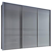 SCHWEBETÜRENSCHRANK in Hellgrau  - Chromfarben/Hellgrau, Design, Glas/Holzwerkstoff (298/240/68cm) - Moderano