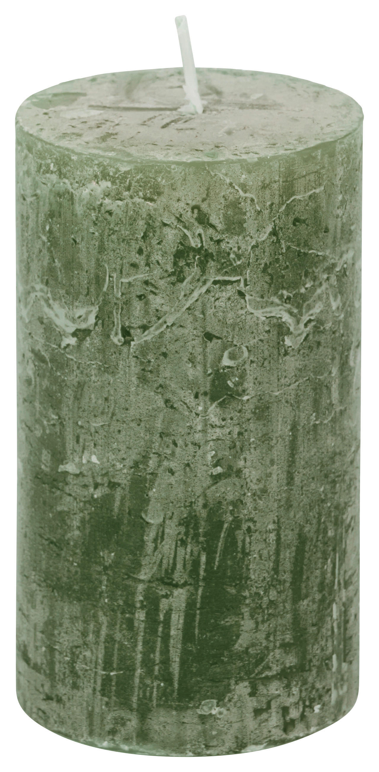 VÁLCOVÁ SVÍČKA - zelená, Basics, přírodní materiály (6,8/12cm) - Ambia Home