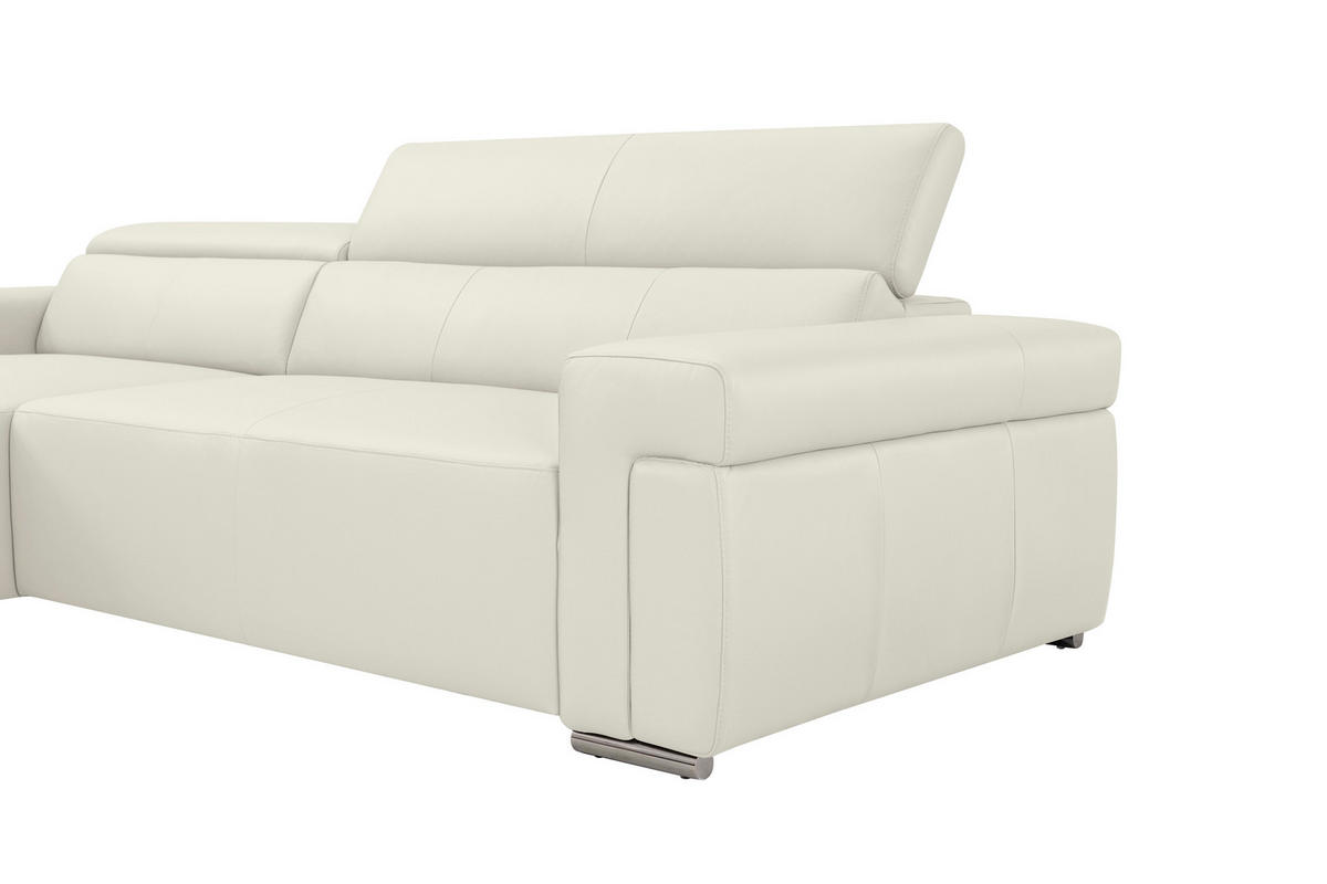 Ecksofa inkl. Funktion DUA Weiß Echtleder  - Chromfarben/Weiß, Design, Leder/Metall (170/293cm) - Novel