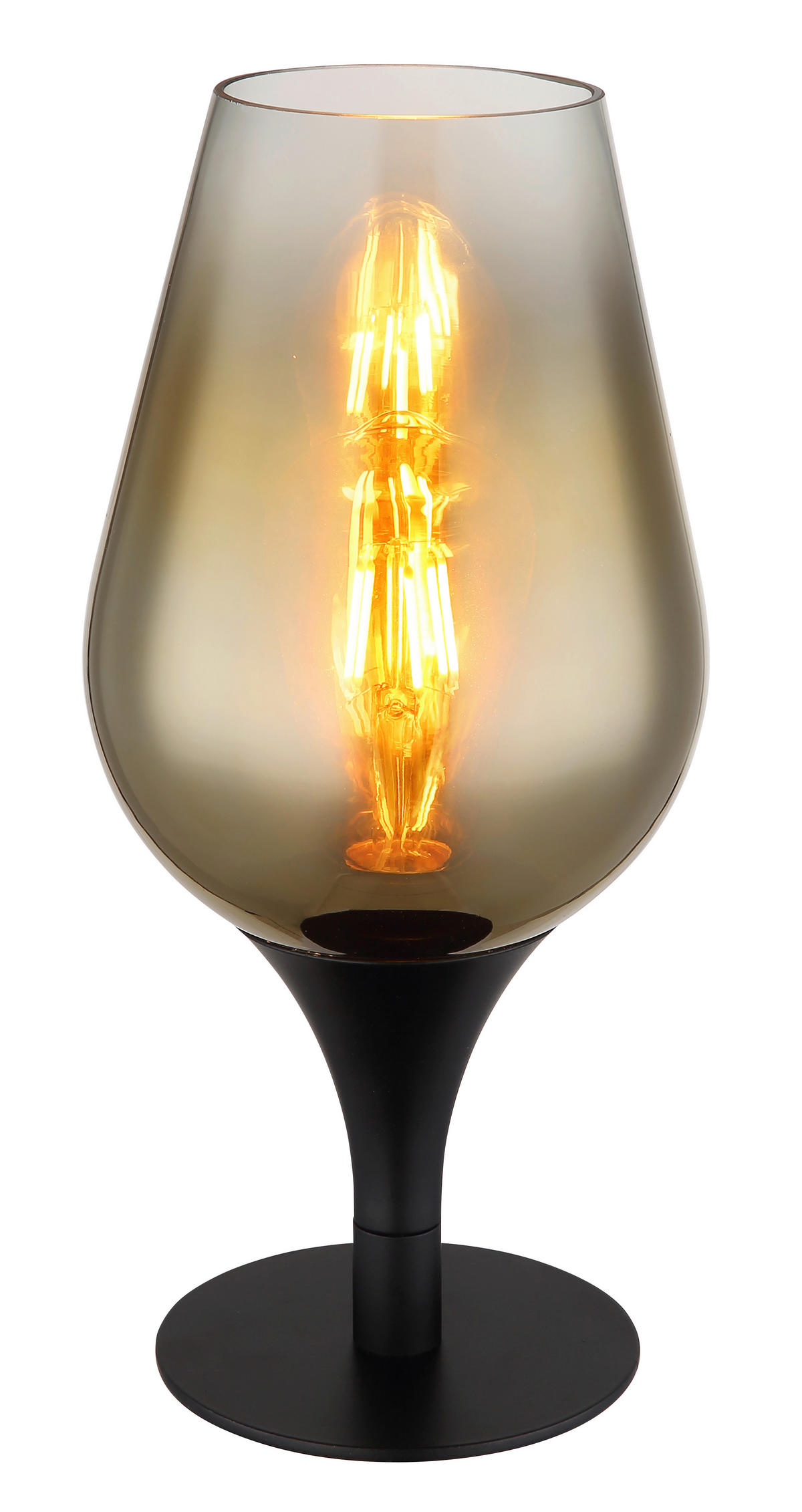 Veioză - străveziu/auriu, Konventionell, sticlă/metal (15/31cm) - Globo