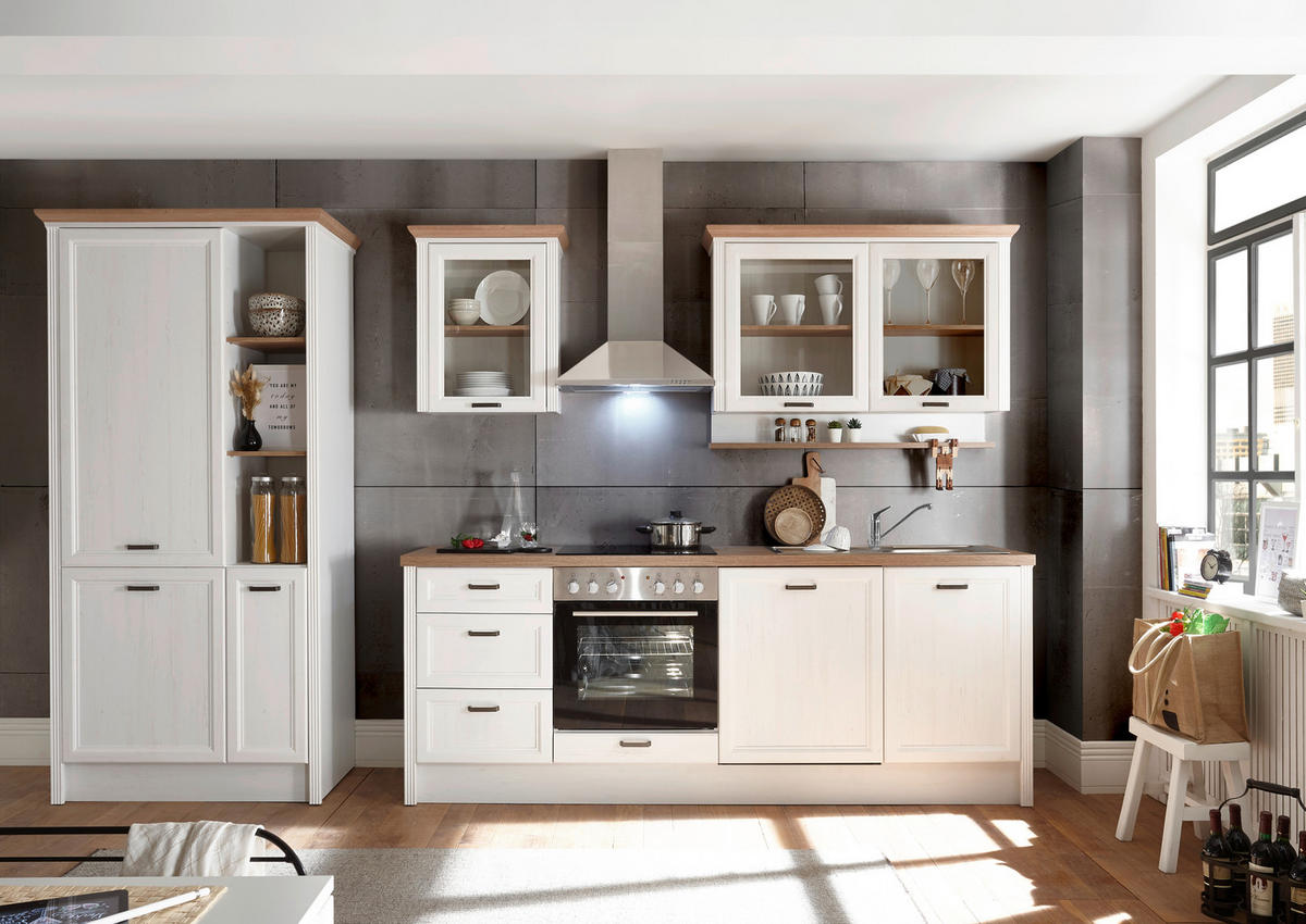 KÜCHENBLOCK 235-104/217/217/60/61 cm   in Pinienfarben, Eiche Artisan  - Anthrazit/Eiche Artisan, ROMANTIK / LANDHAUS, Holzwerkstoff/Metall (235-104/217/217/60/61cm) - MID.YOU