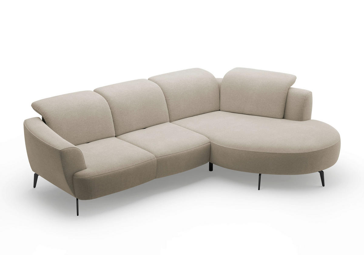 ECKSOFA in Mikrofaser Beige  - Beige/Schwarz, Konventionell, Textil/Metall (309/199cm) - Sit & More